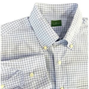 Sid Mashburn Dress Shirt Men’s Medium Blue White Checkered Plaid Button Collar